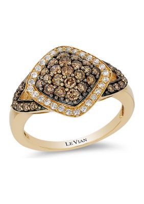 Le Vian ChocolatierÂ® Ring With 1 Ct. T.w. Chocolate Diamonds And Vanilla Diamonds In 14K Honey Gold