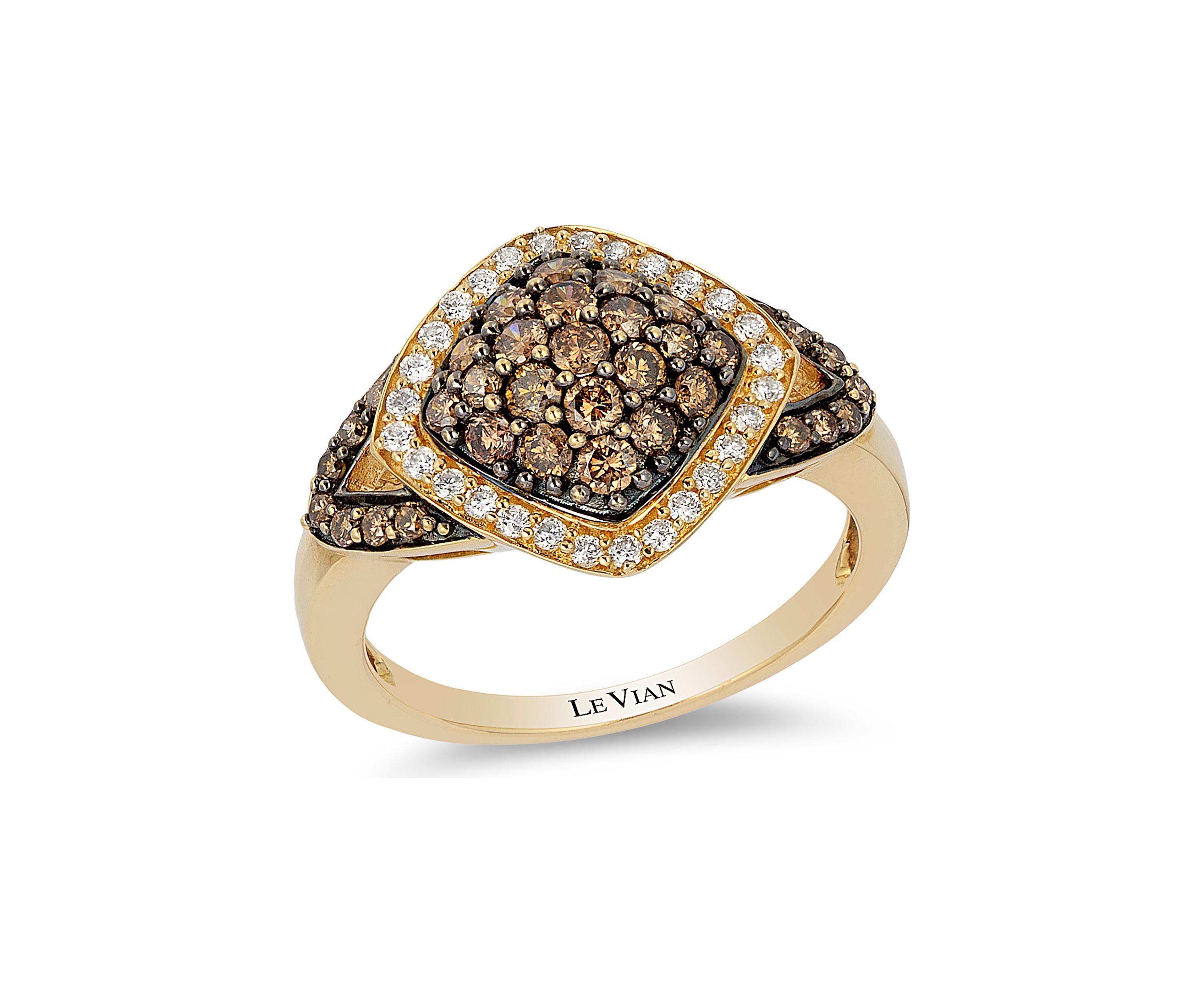 Chocolatier® Ring with 1 ct. t.w. Chocolate Diamonds® and Vanilla Diamonds® in 14K Honey Gold™