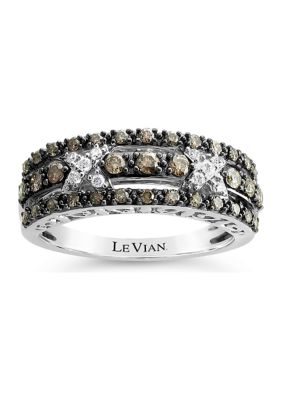 Le Vian ChocolatierÂ® Ring With 1/2 Ct. T.w. Chocolate Diamonds And Vanilla Diamonds In 14K Vanilla Gold