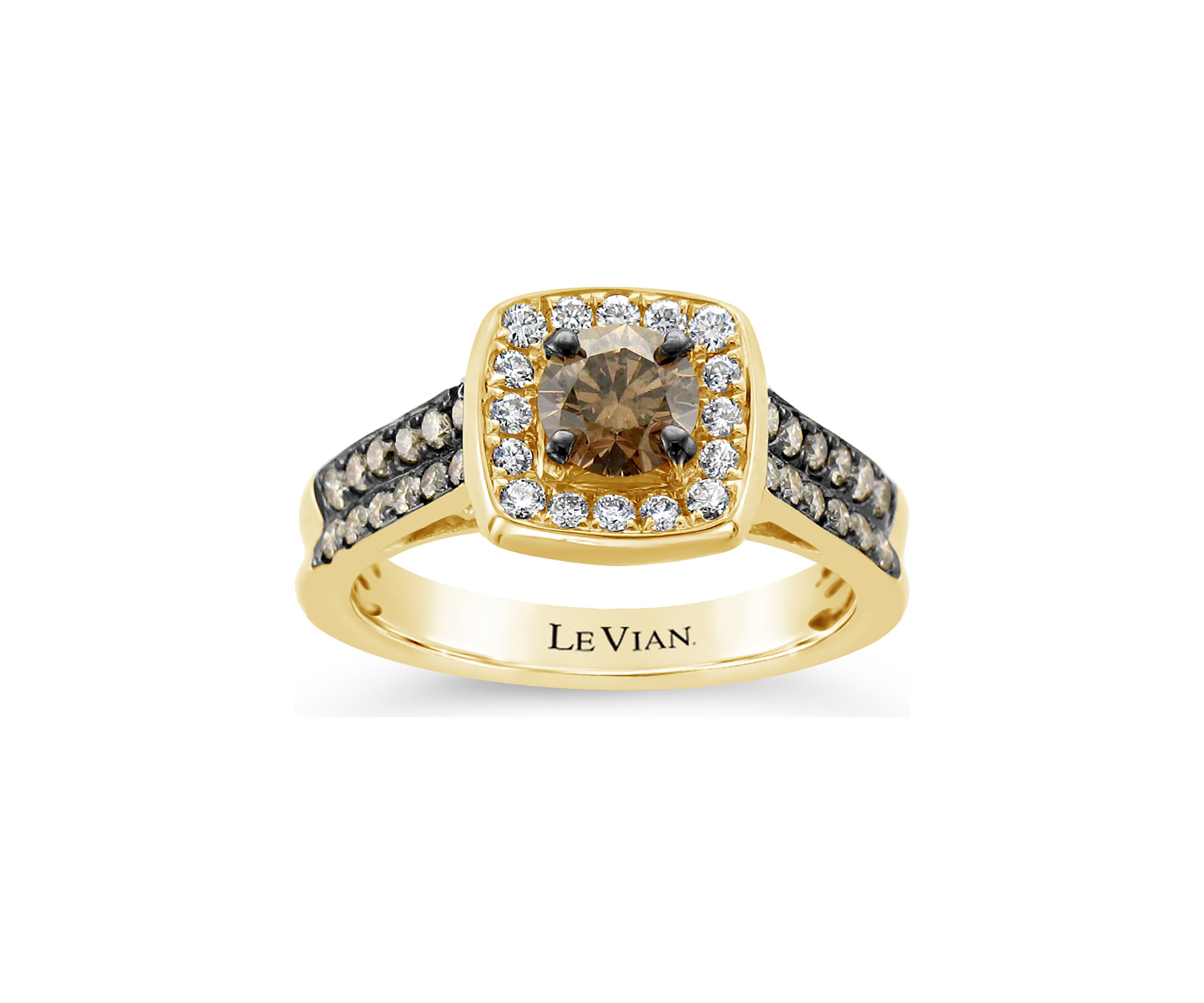 Bridal Ring with 1.20 ct. t.w. Chocolate Diamonds® and Vanilla Diamonds® in 14K Honey Gold™