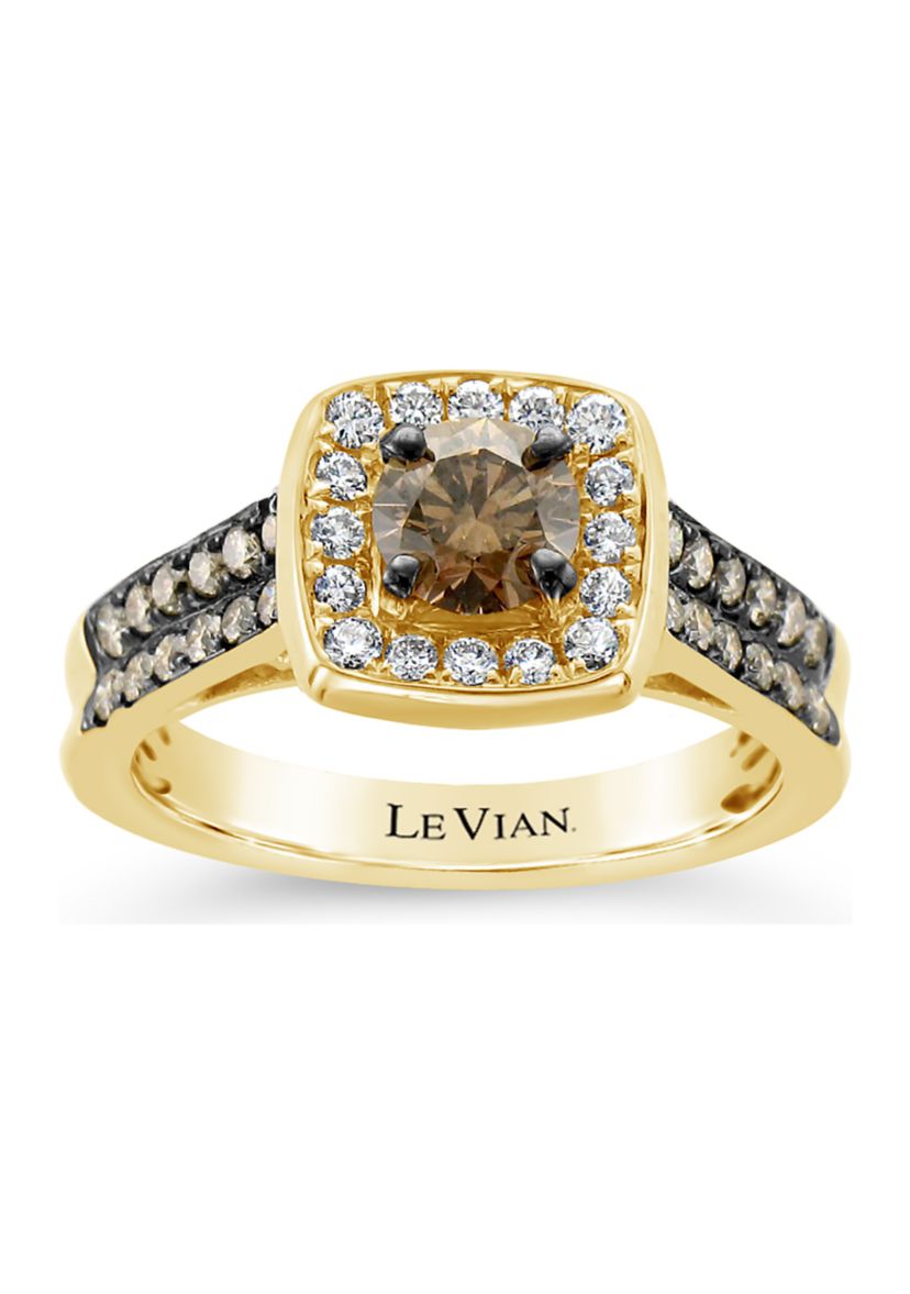 Bridal Ring with 1.20 ct. t.w. Chocolate Diamonds® and Vanilla Diamonds® in 14K Honey Gold™