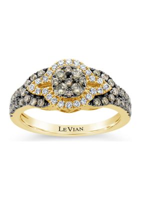 Le Vian ChocolatierÂ® Ring With 7/8 Ct. T.w. Chocolate Diamonds And Vanilla Diamonds In 14K Honey Gold