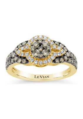 Chocolatier® Ring with / ct. t.w. Chocolate Diamonds® and Vanilla Diamonds® in 14K Honey Gold