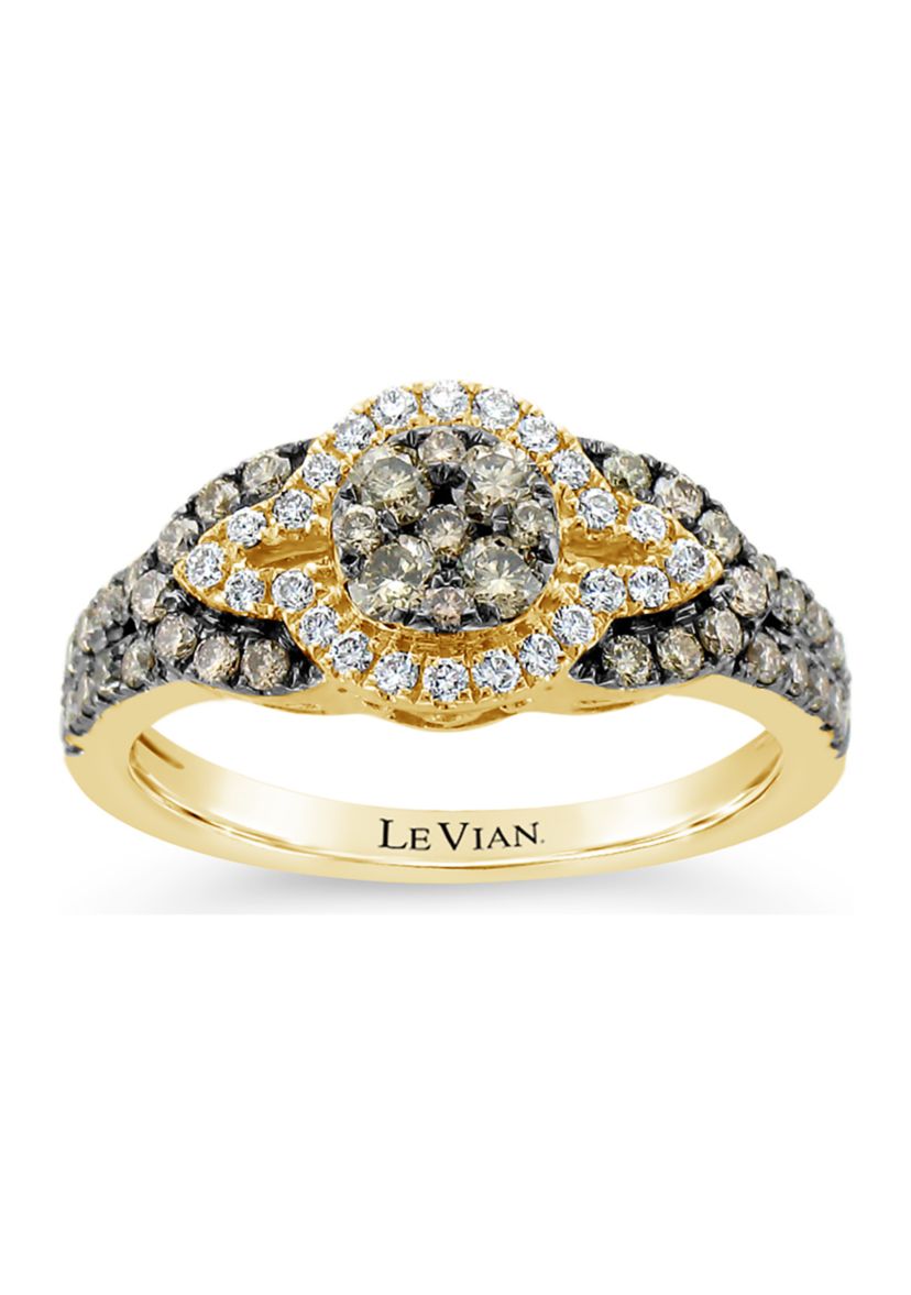 Chocolatier® Ring with 7/8 ct. t.w. Chocolate Diamonds® and Vanilla Diamonds® in 14K Honey Gold™