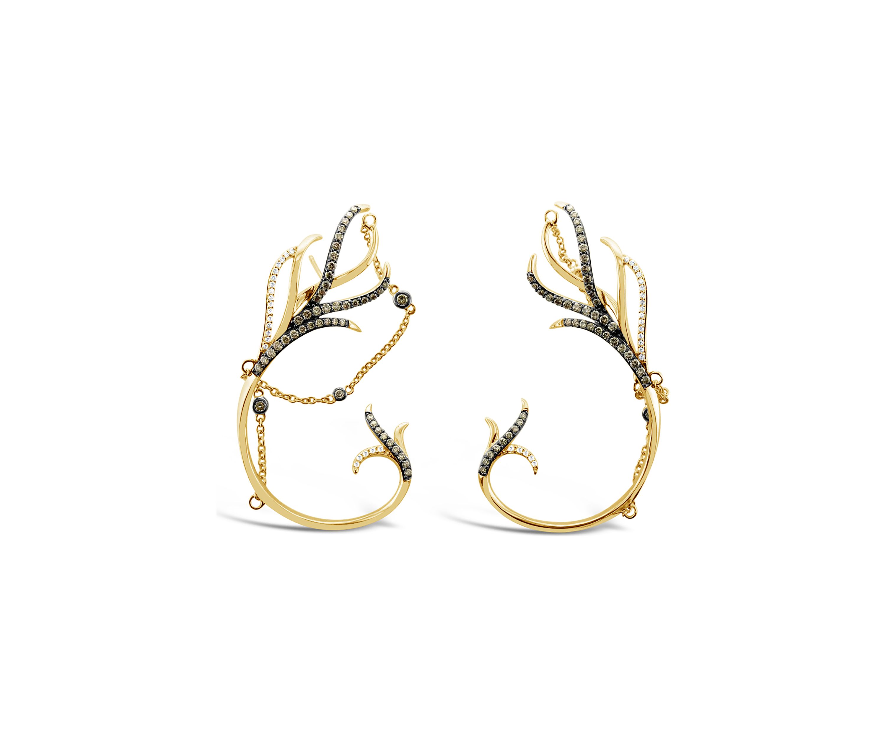 Chocolatier® Earrings with 1.62 ct. t.w. Chocolate Diamonds® and Vanilla Diamonds® in 14K Honey Gold™