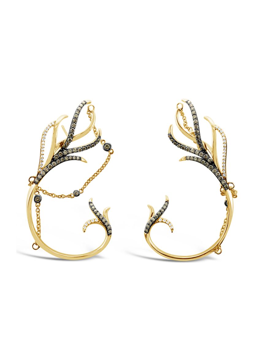 Chocolatier® Earrings with 1.62 ct. t.w. Chocolate Diamonds® and Vanilla Diamonds® in 14K Honey Gold™