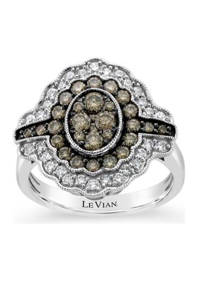 Le Vian ChocolatierÂ® Ring With 1.08 Ct. T.w. Chocolate Diamonds And Vanilla Diamonds In 14K Vanilla Gold