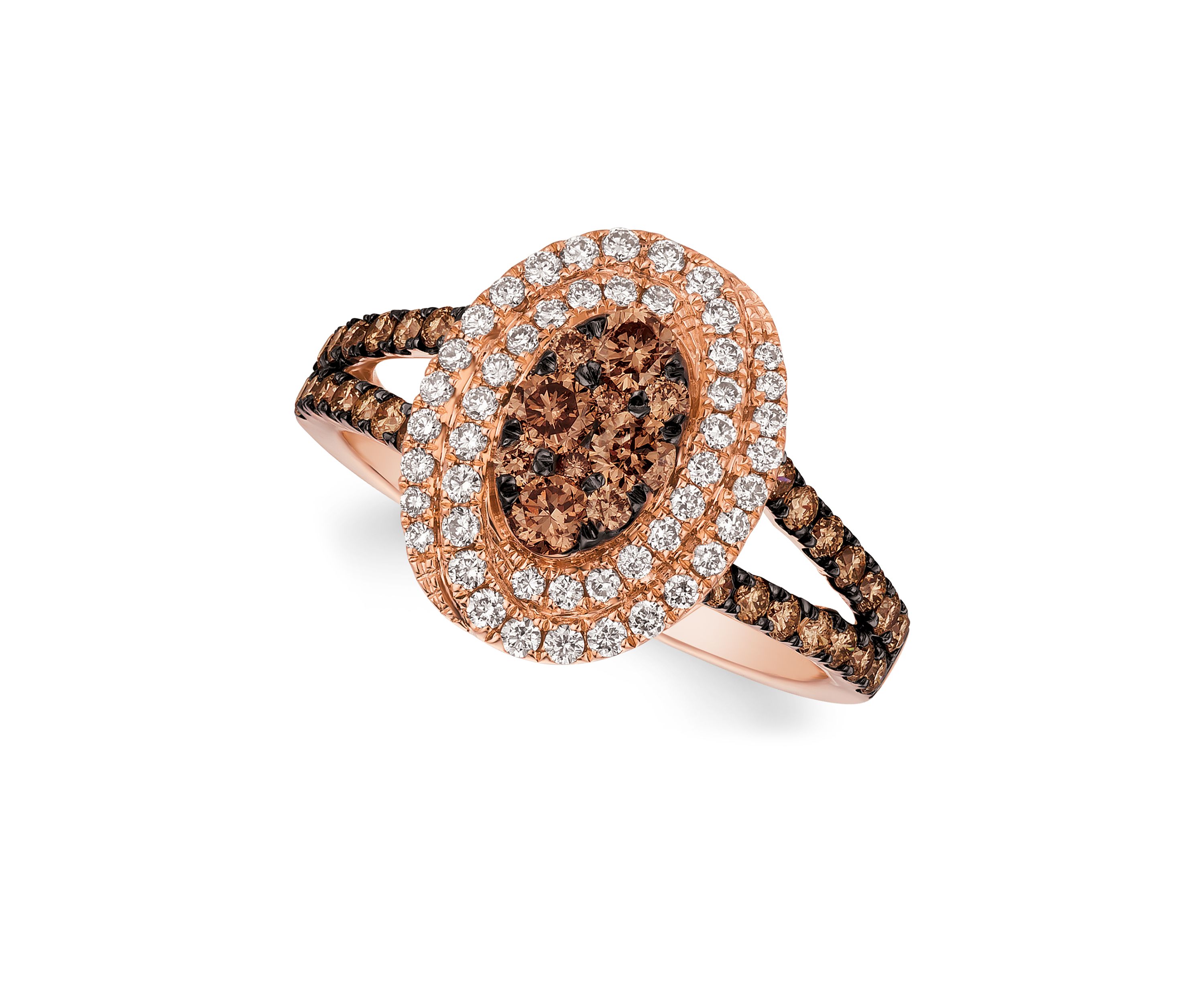 Chocolatier® Ring featuring 3/4 ct. t.w. Chocolate Diamonds® and 1/3 ct. t.w. Vanilla Diamonds® in 14K Strawberry Gold®