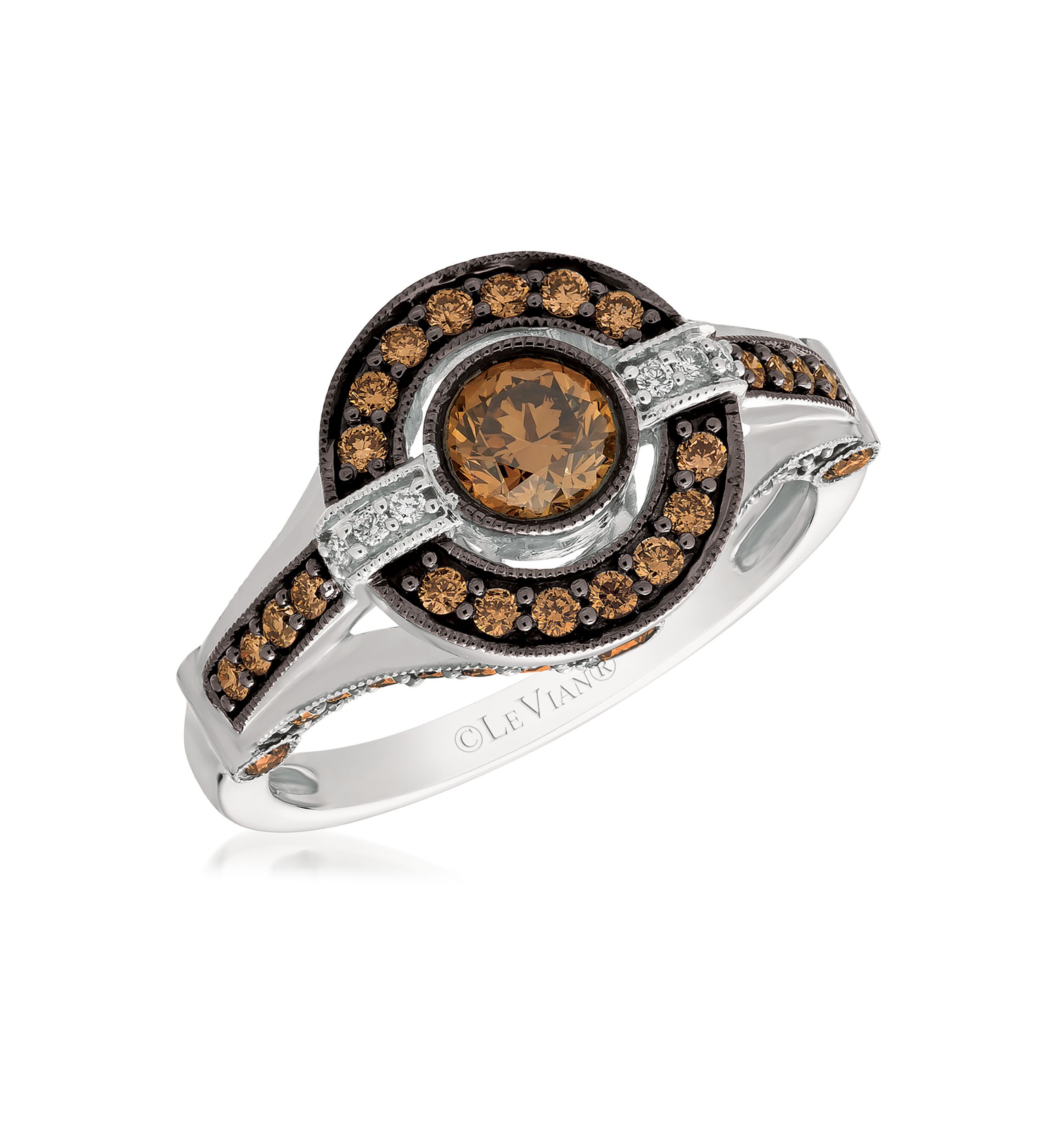 Chocolatier® Ring featuring 1/4 ct. t.w. Chocolate Diamonds® and 1/5 Vanilla Diamonds® in 14K Vanilla Gold®