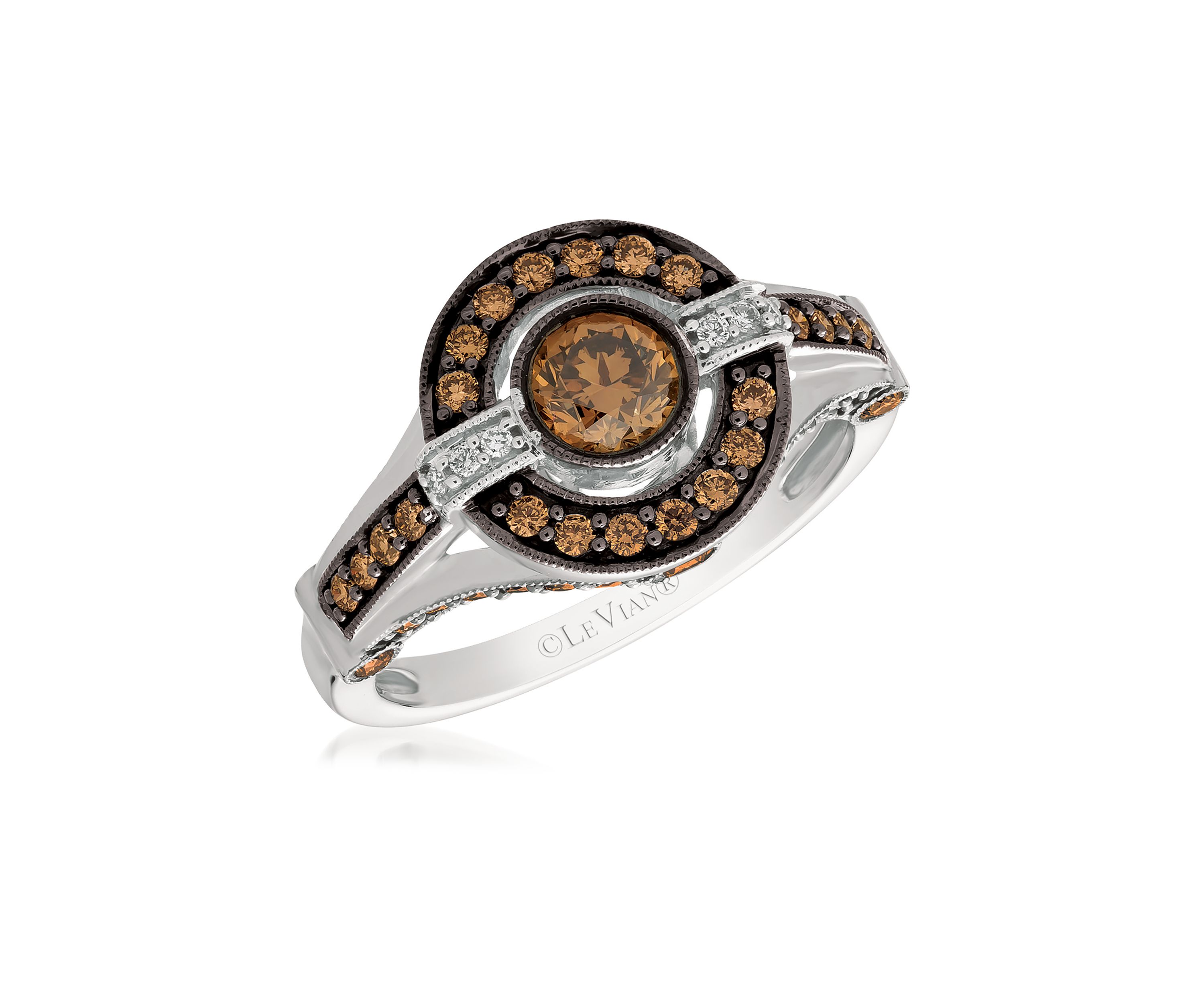 Chocolatier® Ring featuring 1/4 ct. t.w. Chocolate Diamonds® and 1/5 Vanilla Diamonds® in 14K Vanilla Gold®