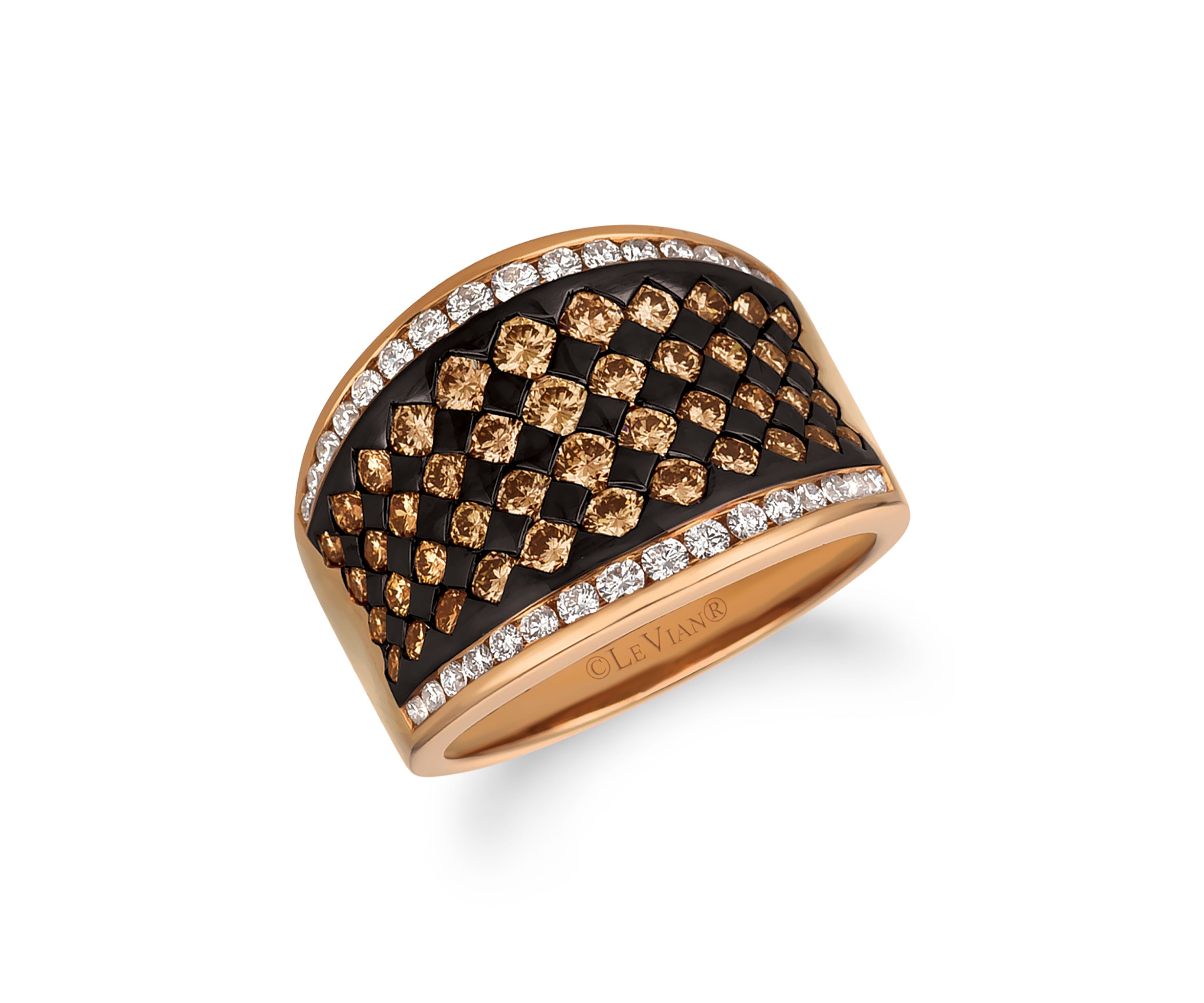 1.5 ct. t.w. Chocolate Diamonds® and 3/8 ct. t.w. Vanilla Diamonds® Chocolatier® Ring in 14K Strawberry Gold®
