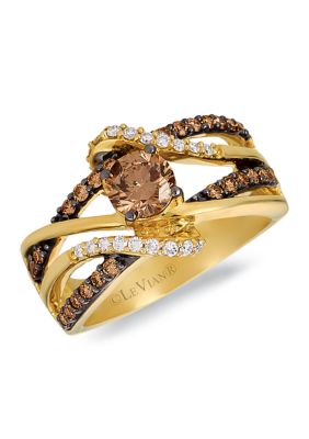Le Vian ChocolatierÂ® Ring With 1 Ct. T.w. Chocolate Diamonds, 1/8 Ct. T.w. Vanilla Diamonds In 14K Honey Gold