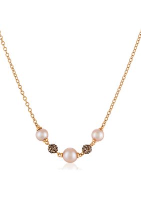 Le Vian ChocolatierÂ® Necklace With Strawberry PearlsÂ®, 5/8 Ct. T.w. Chocolate Diamonds In 14K Strawberry Gold
