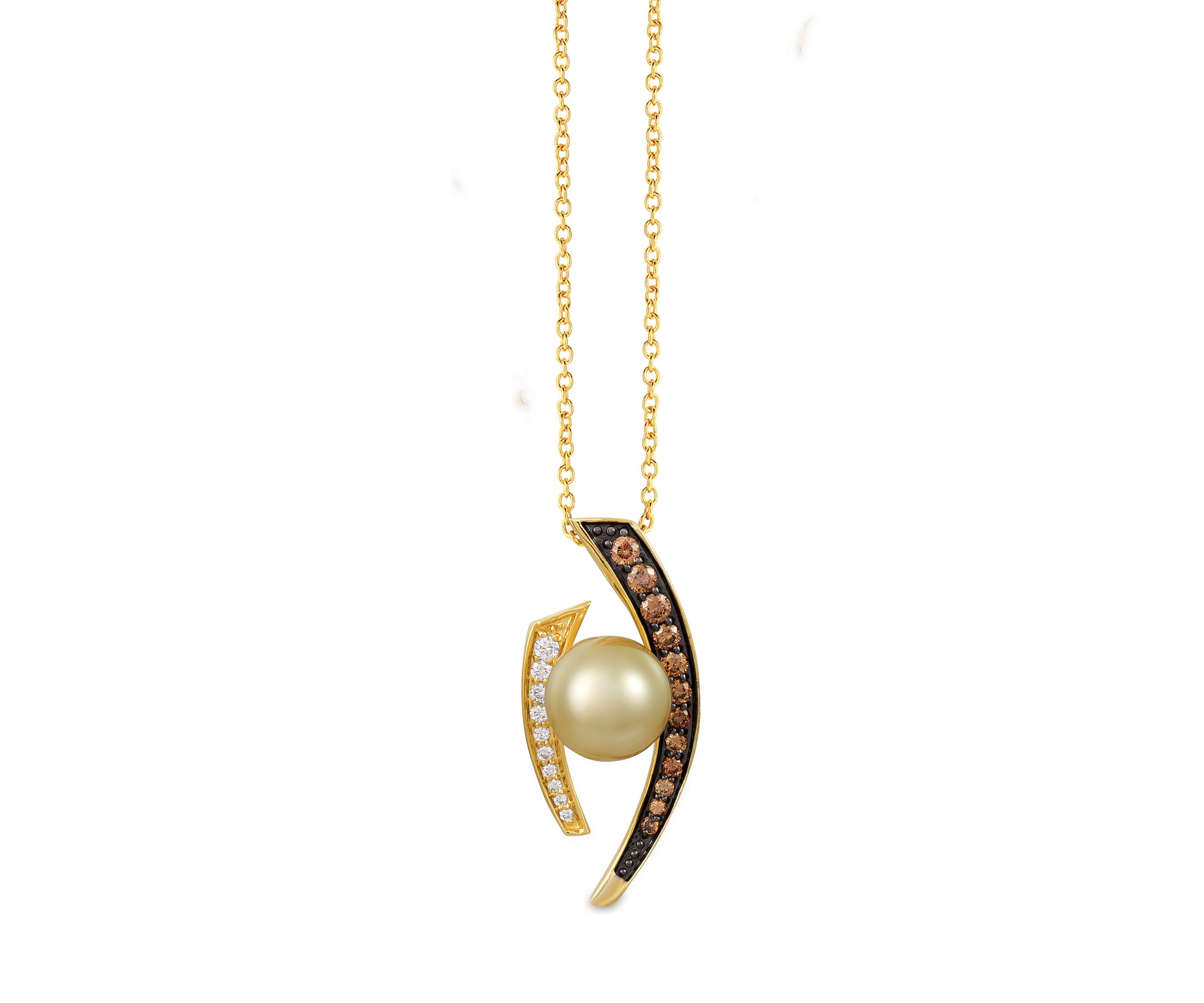 1/3 ct. t.w. Diamond and Pearl Pendant Necklace in 14K Rose Gold