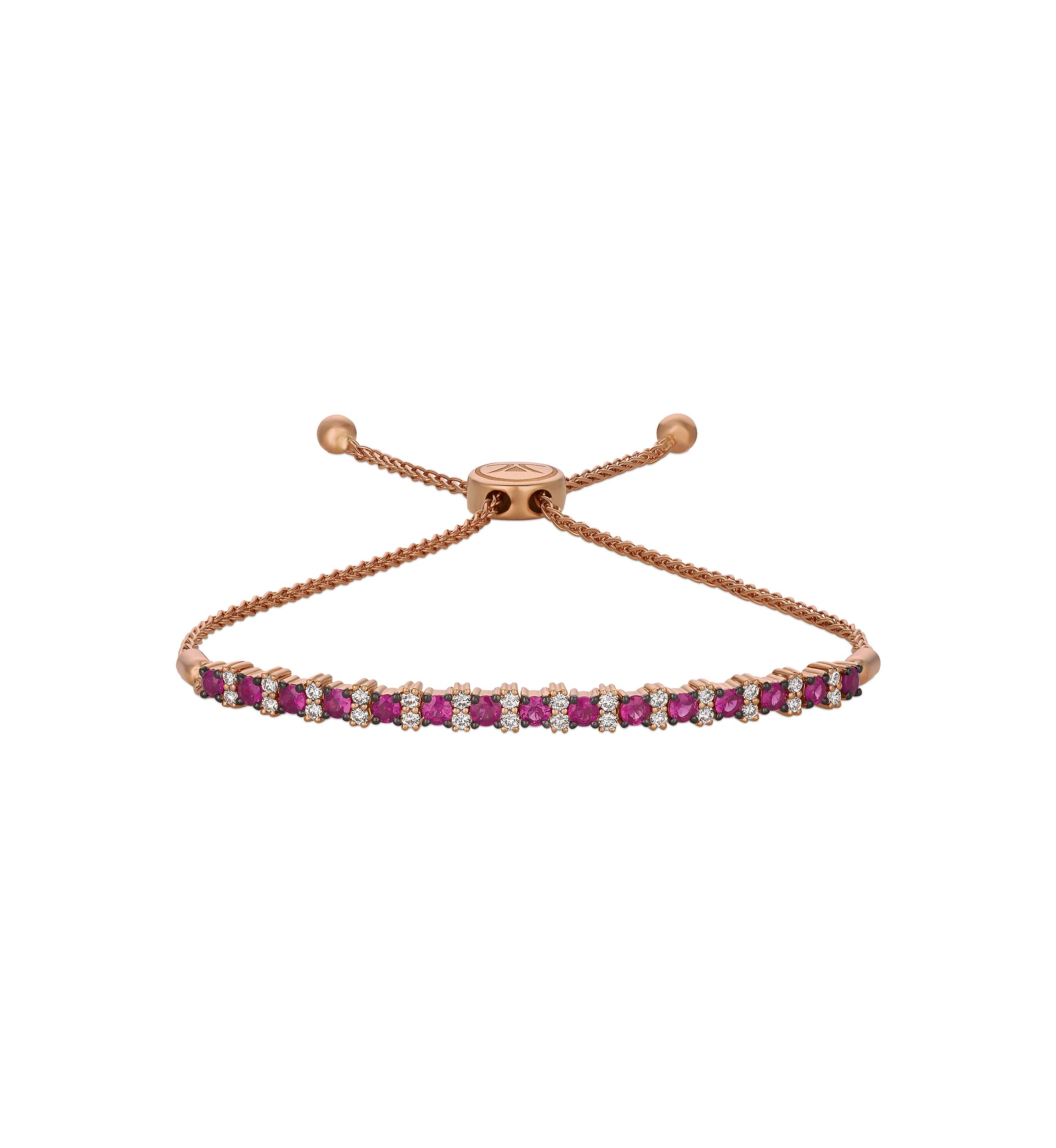 1/2 ct. t.w. Diamond and 1.1 ct. t.w. Ruby Bolo Bracelet in 14K Strawberry Gold®