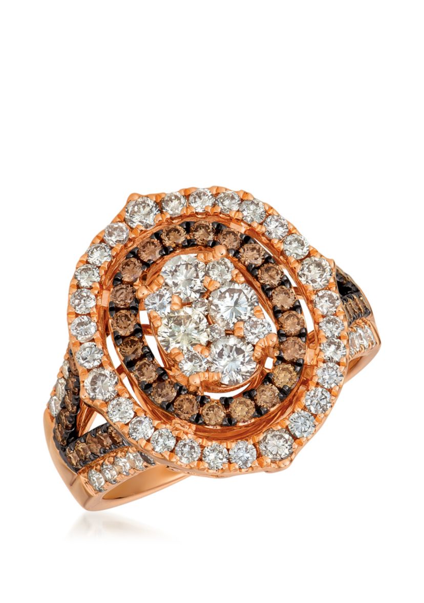 Creme Brulee® 1.33 ct. t.w. Nude Diamonds™, 5/8 ct. t.w. Chocolate Diamonds® Ring in 14k Strawberry Gold®