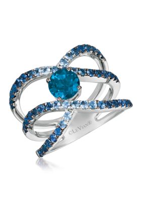 2.1 ct. t.w. Blue Topaz and Ombré Sapphire Ring in 14K White Gold