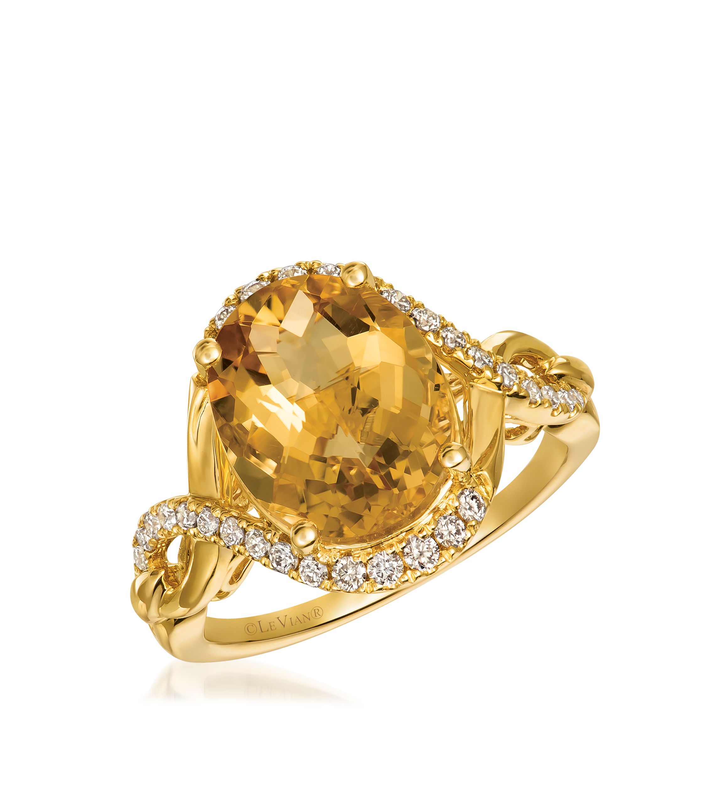 Creme Brulee® 4.0 ct. t.w. Cinnamon Citrine®, 1/3 ct. t.w. Nude Diamonds™ Ring in 14K Honey Gold™