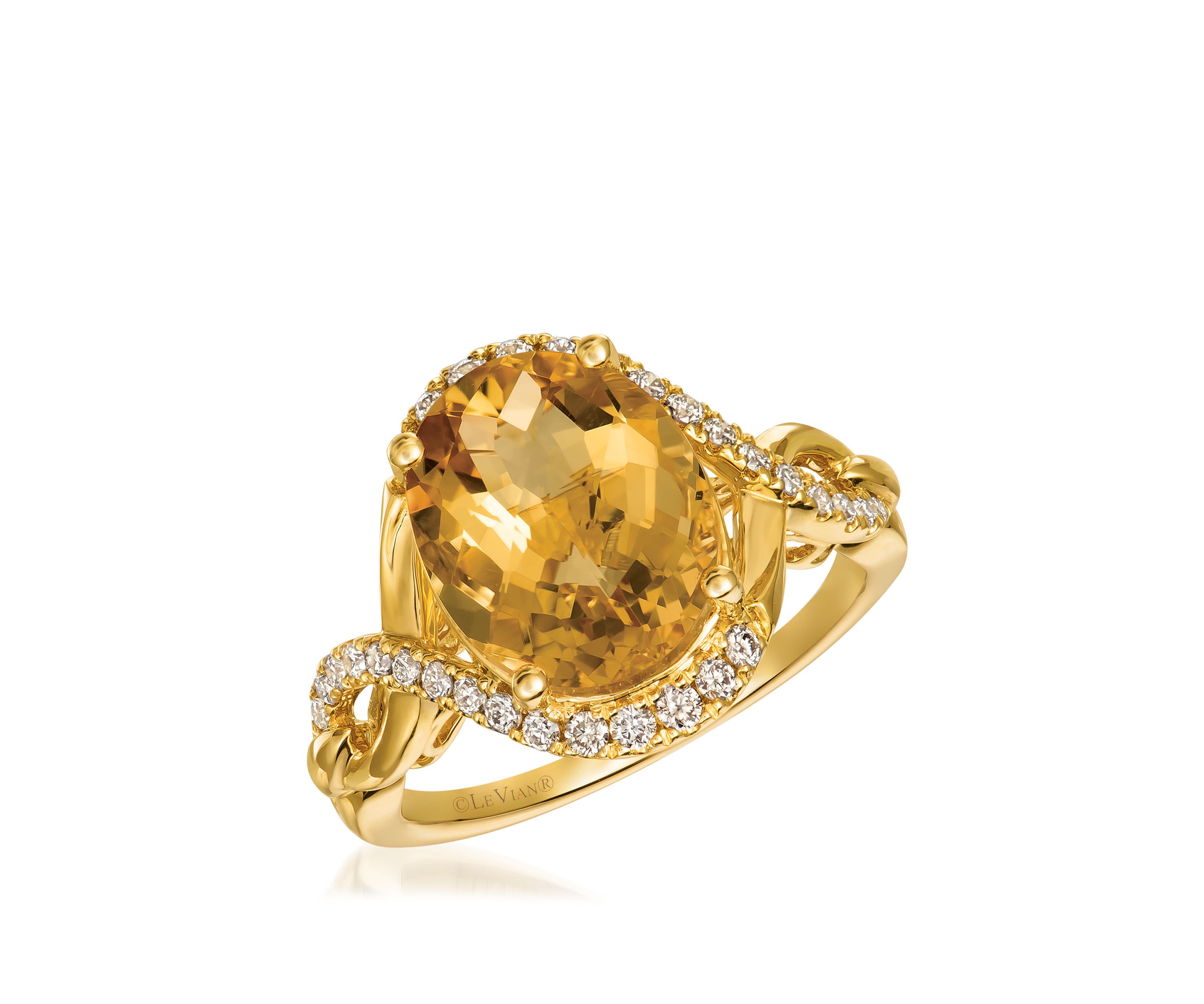 Creme Brulee® 4.0 ct. t.w. Cinnamon Citrine®, 1/3 ct. t.w. Nude Diamonds™ Ring in 14K Honey Gold™