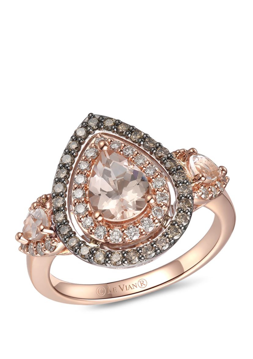 Creme Brulee® 1.0 ct. t.w. Peach Morganite™, 1/3 ct. t.w. Chocolate Diamonds®, 1/3 ct. t.w. Nude Diamonds™ Ring in 14k 2-Tone Gold