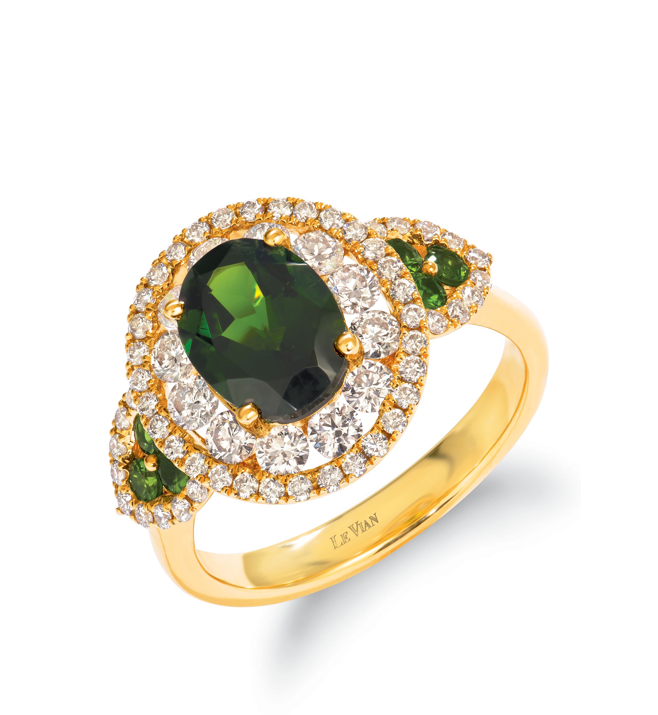 1.9 ct. t.w. Pistachio Diopside® and 9/10 ct. t.w. Nude Diamonds™ Ring in 14k Honey Gold™