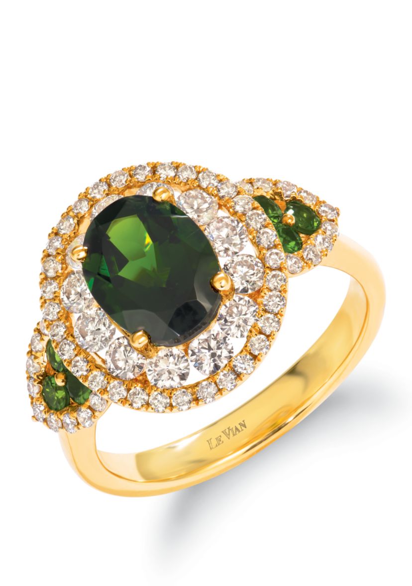 1.9 ct. t.w. Pistachio Diopside® and 9/10 ct. t.w. Nude Diamonds™ Ring in 14k Honey Gold™