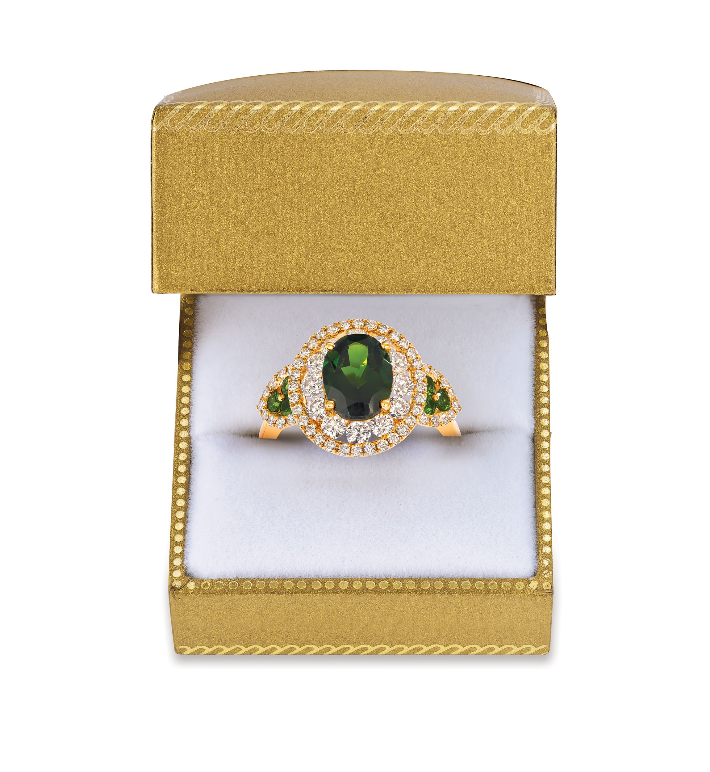 1.9 ct. t.w. Pistachio Diopside® and 9/10 ct. t.w. Nude Diamonds™ Ring in 14k Honey Gold™