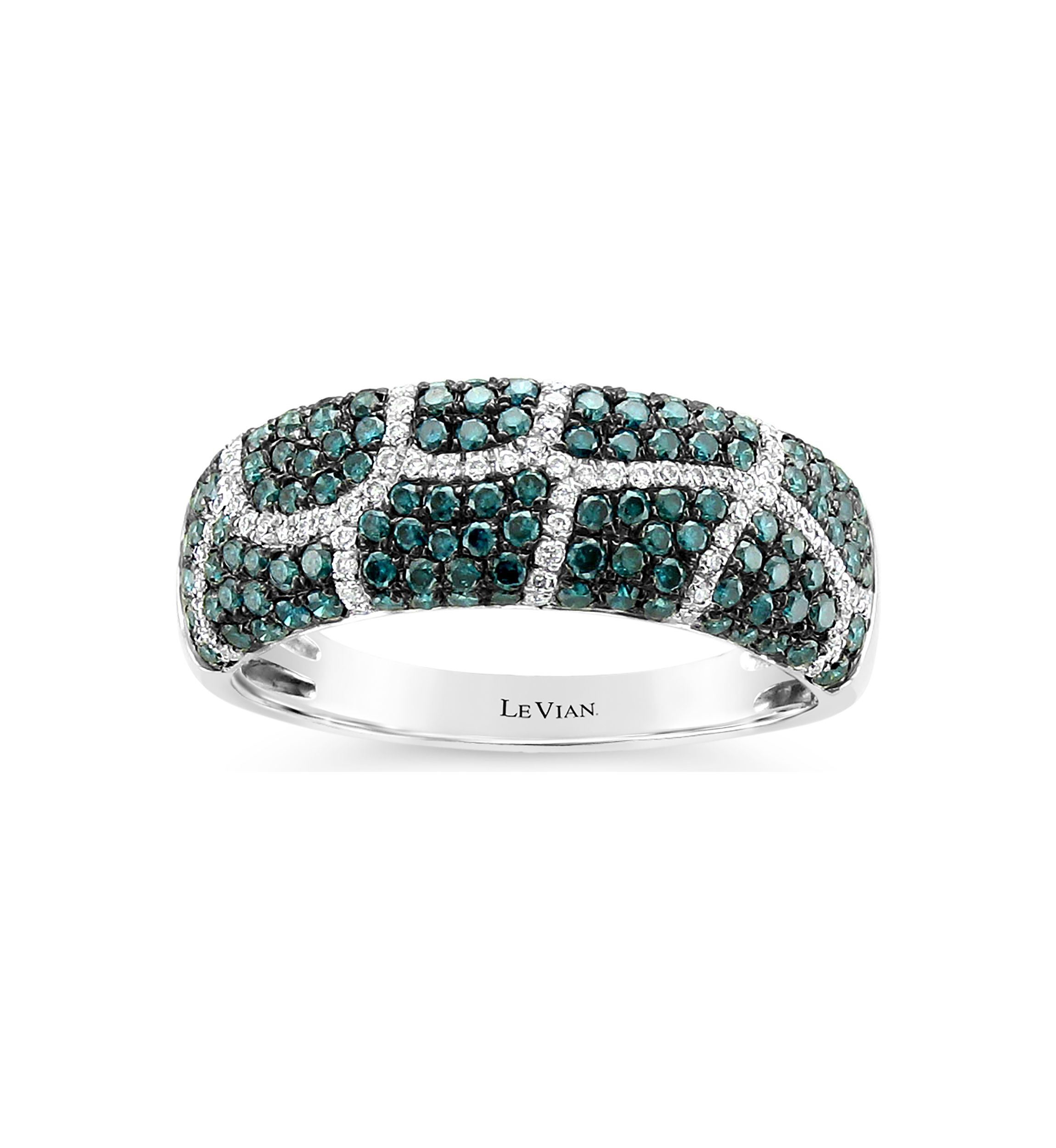 Exotics® Ring with 7/8 ct. t.w. Blue Diamonds and Vanilla Diamonds® in 14K Vanilla Gold®