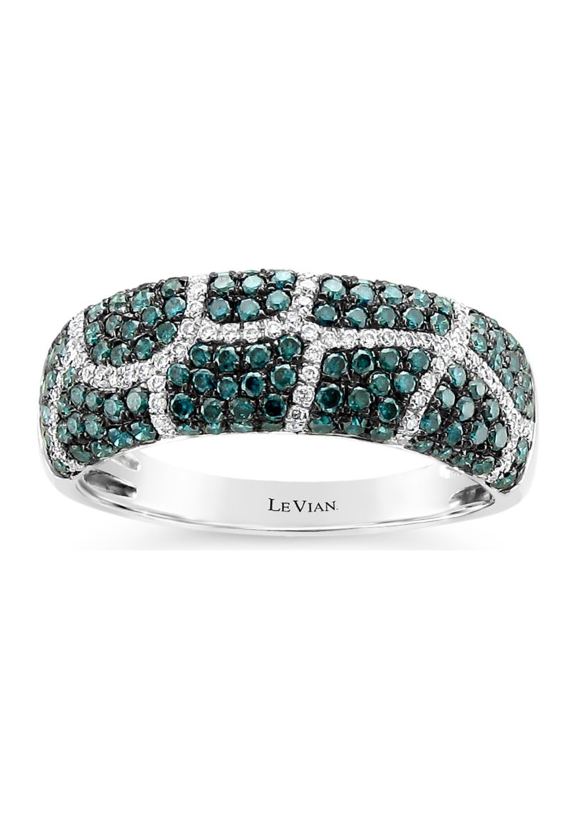 Exotics® Ring with 7/8 ct. t.w. Blue Diamonds and Vanilla Diamonds® in 14K Vanilla Gold®