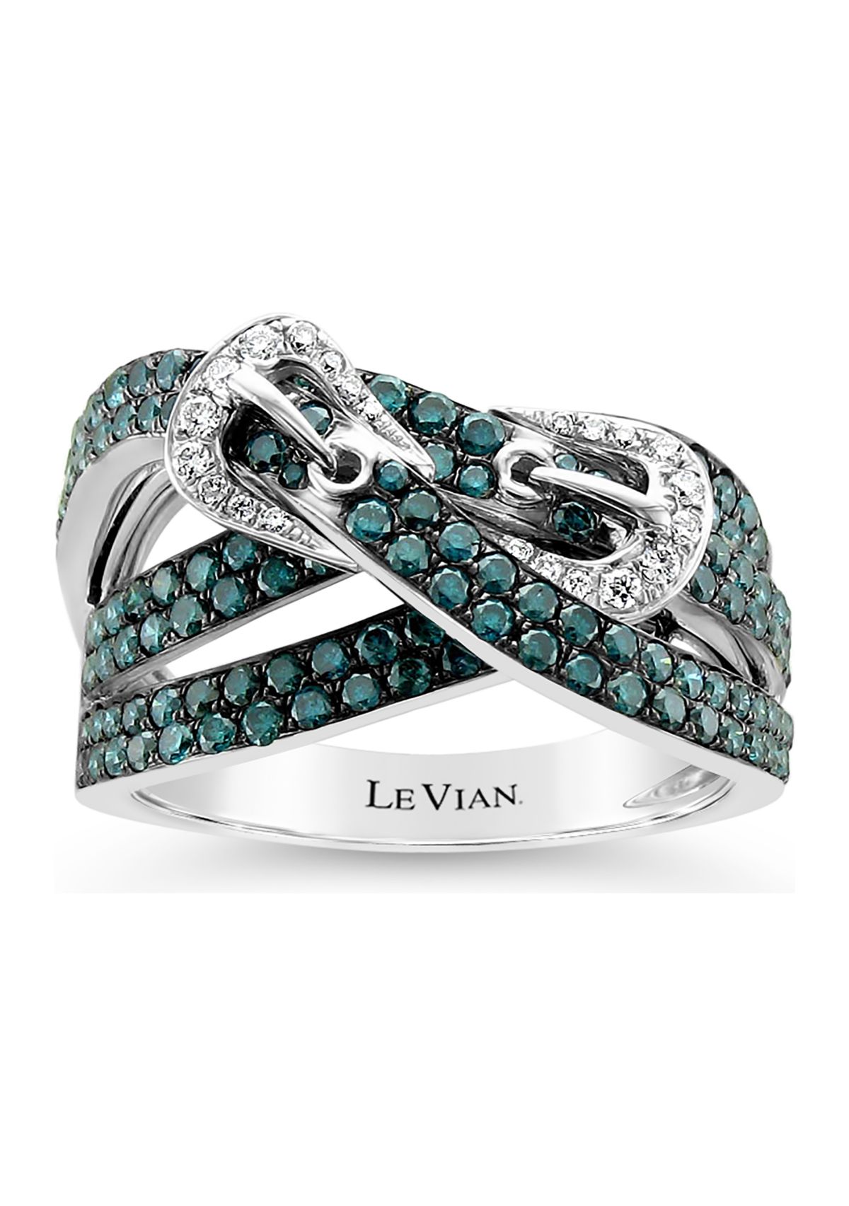 Exotics® Ring with 1.54 ct. t.w. Blue Diamonds and Vanilla Diamonds® in 14K Vanilla Gold®