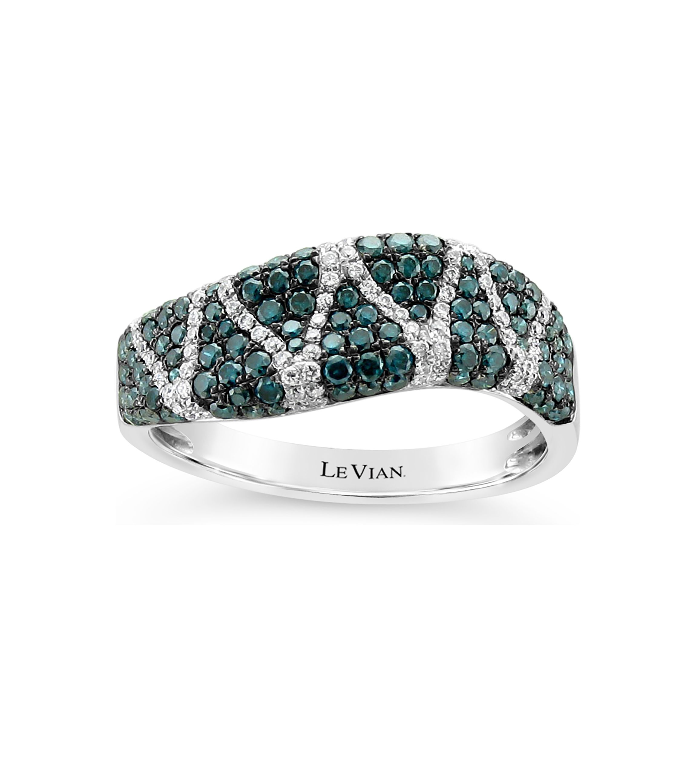 Exotics® Ring with 7/8 ct. t.w. Blue Diamonds and Vanilla Diamonds® in 14K Vanilla Gold®