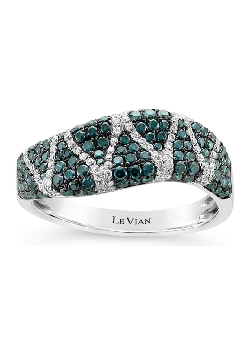 Exotics® Ring with 7/8 ct. t.w. Blue Diamonds and Vanilla Diamonds® in 14K Vanilla Gold®