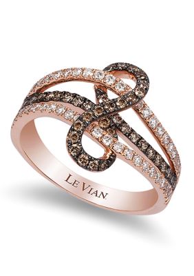 Le Vian ChocolatierÂ® Ring With 3/8 Ct. T.w. Vanilla Diamonds, 1/3 Ct. T.w. Chocolate Diamonds In 14K Strawberry Gold