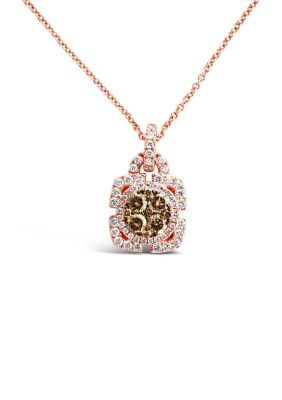 Le Vian ChocolatierÂ® Pendant Necklace With 3/8 Ct. T.w. Chocolate Diamonds, 1/3 Ct. T.w. Vanilla Diamonds In 14K Strawberry Gold