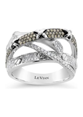 Le Vian ChocolatierÂ® Ring With 3/4 Ct. T.w. Vanilla Diamonds And Chocolate Diamonds In 14K Vanilla Gold