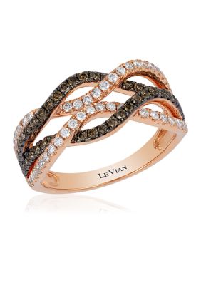 Le Vian ChocolatierÂ® Ring Featuring 3/8 Ct. T.w. Chocolate Diamonds And 3/8 Ct. T.w. Vanilla Diamonds In 14K Strawberry Gold