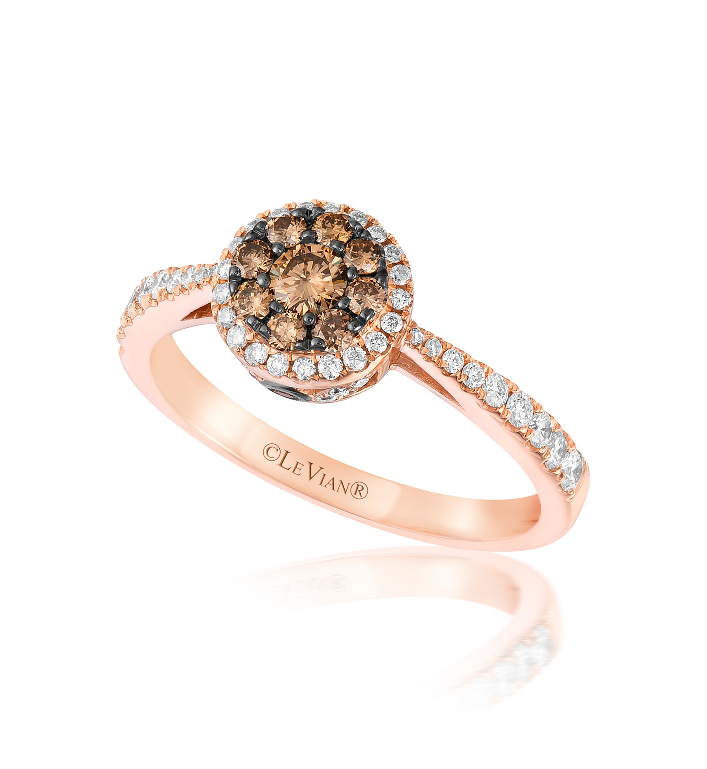 Chocolatier® Ring featuring 1/3 ct. t.w. Chocolate Diamonds® and 1/3 ct. t.w. Vanilla Diamonds® in 14K Strawberry Gold®