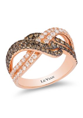 Le Vian ChocolatierÂ® Ring With 3/4 Ct. T.w. Chocolate Diamonds, 1/2 Ct. T.w. Vanilla Diamonds In 14K Strawberry Gold