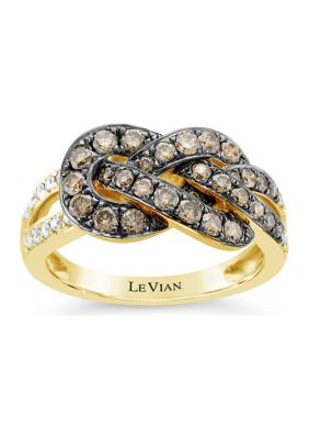 Le Vian ChocolatierÂ® Ring With 7/8 Ct. T.w. Chocolate Diamonds And Vanilla Diamonds In 14K Honey Gold