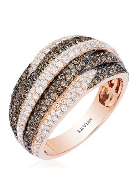 Le Vian ChocolatierÂ® Ring With 7/8 Ct. T.w. Chocolate Diamonds, 3/4 Ct. T.w. Vanilla Diamonds In 14K Strawberry Gold