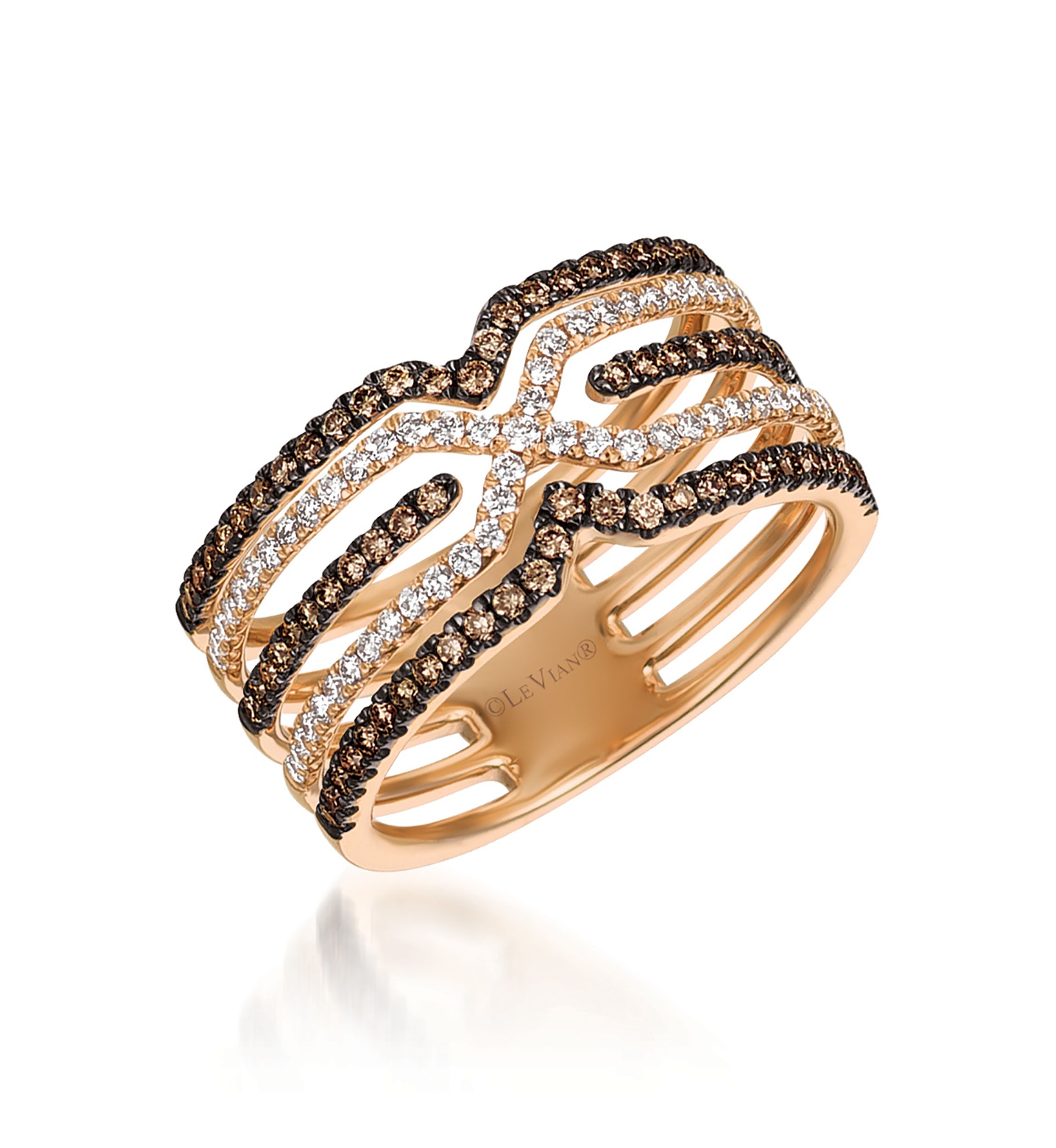 Chocolatier® Ring featuring 1/2 ct. t.w. Chocolate Diamonds® and 1/4 ct. t.w. Vanilla Diamonds® in 14K Strawberry Gold®
