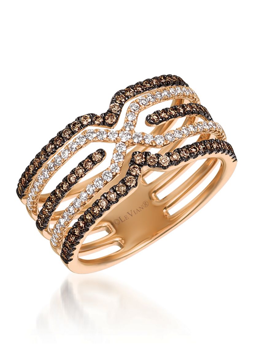 Chocolatier® Ring featuring 1/2 ct. t.w. Chocolate Diamonds® and 1/4 ct. t.w. Vanilla Diamonds® in 14K Strawberry Gold®
