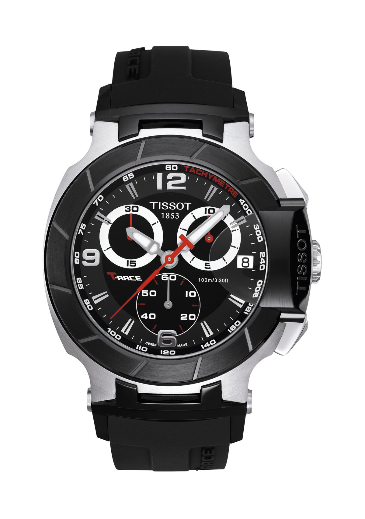 Mens Stainless Steel T-Race Chronograph Silicone Watch