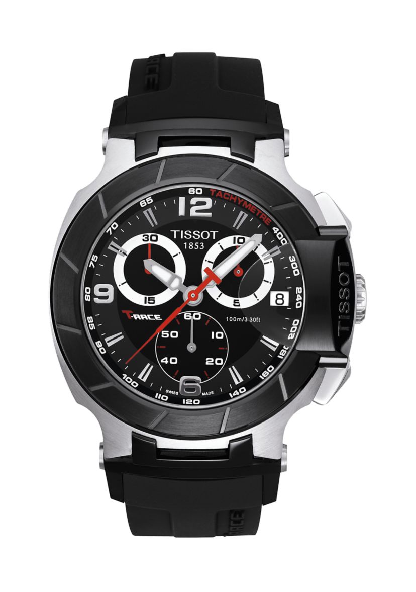 Mens Stainless Steel T-Race Chronograph Silicone Watch