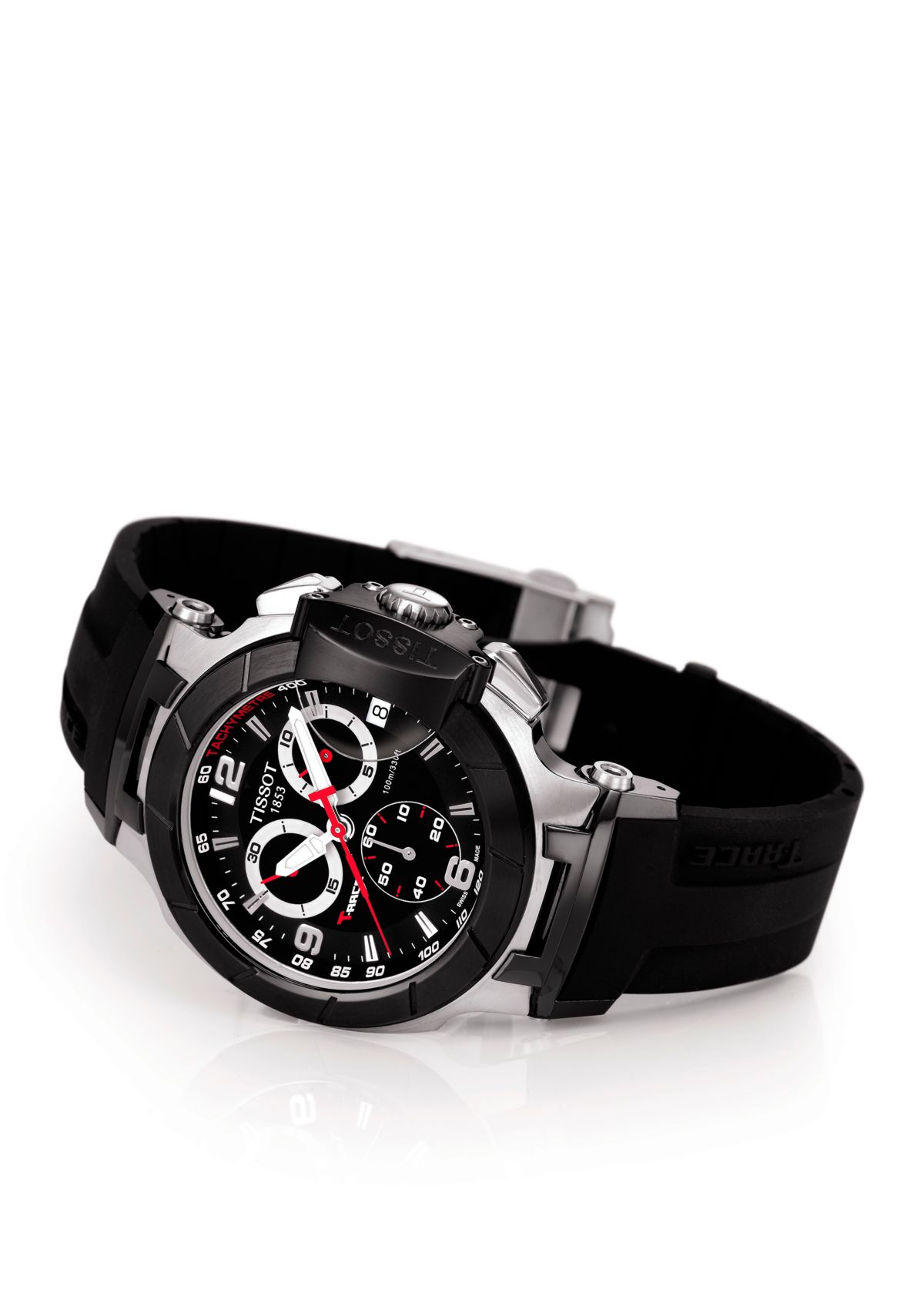 Mens Stainless Steel T-Race Chronograph Silicone Watch