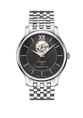 Tissot Men's Stainless Steel Swiss Automatic Tradition Bracelet Watch, Silver