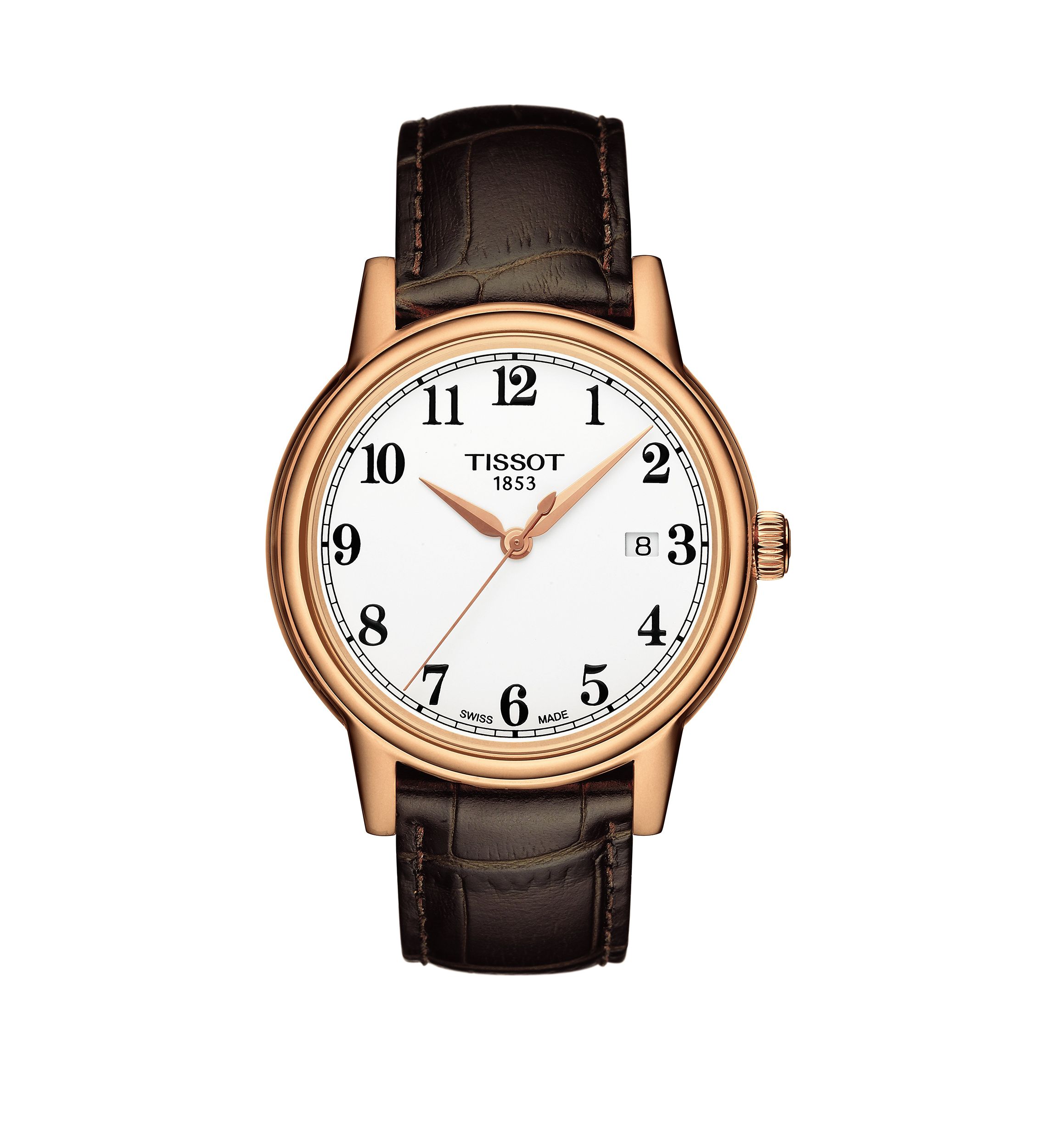 Rose Gold-Tone Stainless Steel T-Classic Carson Leather Strap Watch