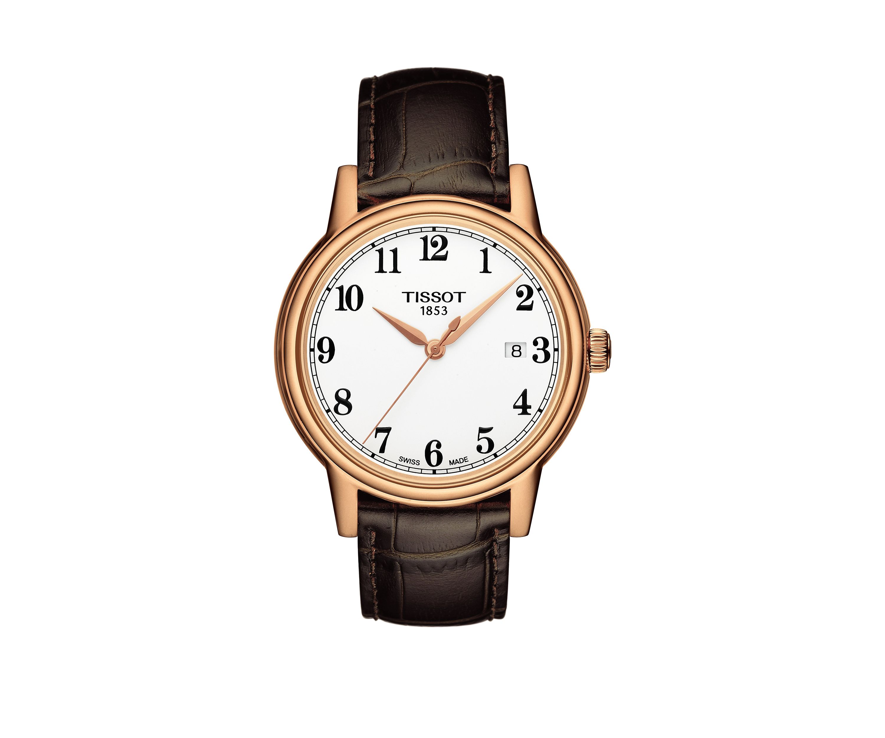 Rose Gold-Tone Stainless Steel T-Classic Carson Leather Strap Watch