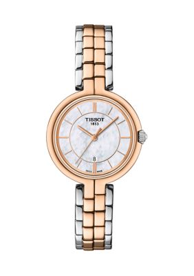 Tissot Women's Two-Tone Stainless Steel Swiss Flamingo Bracelet Watch, Silver