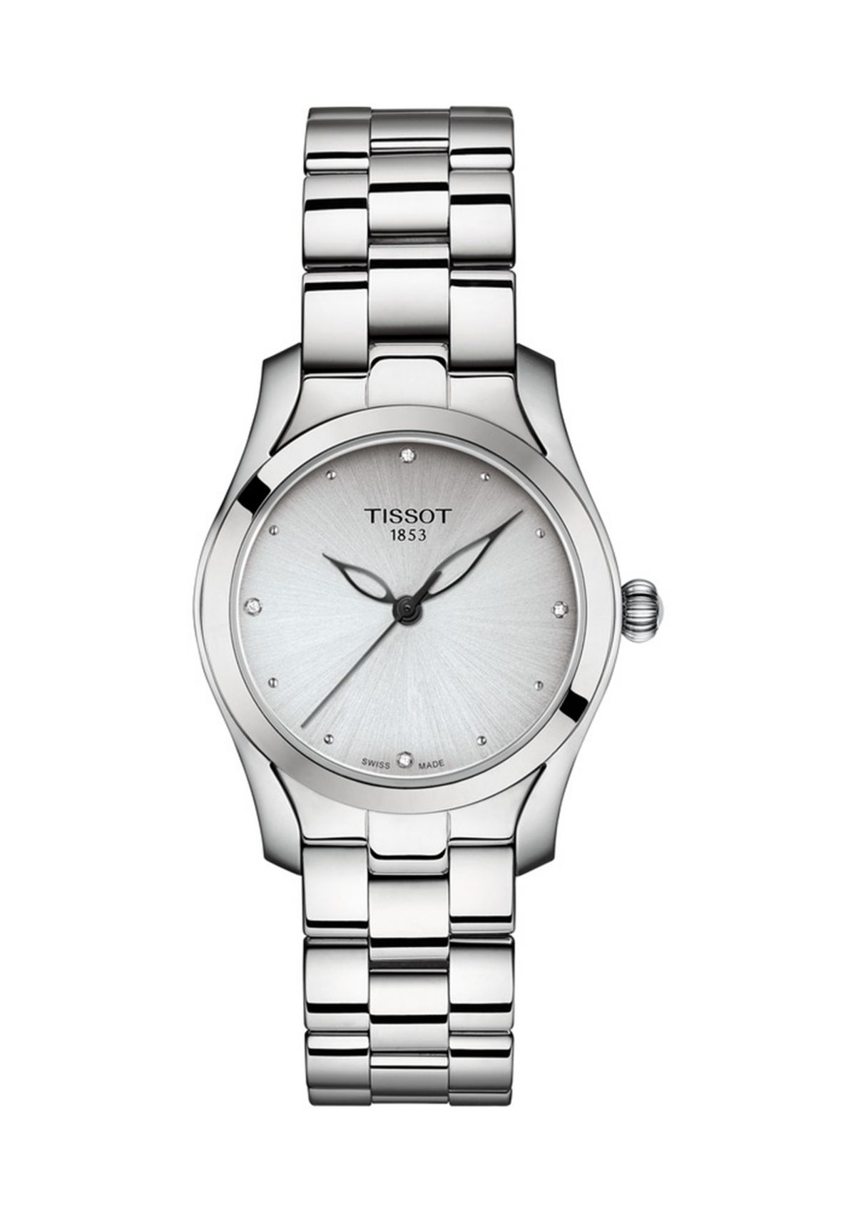 Stainless Steel T-Lady T-Wave Diamond-Accent Bracelet Watch 